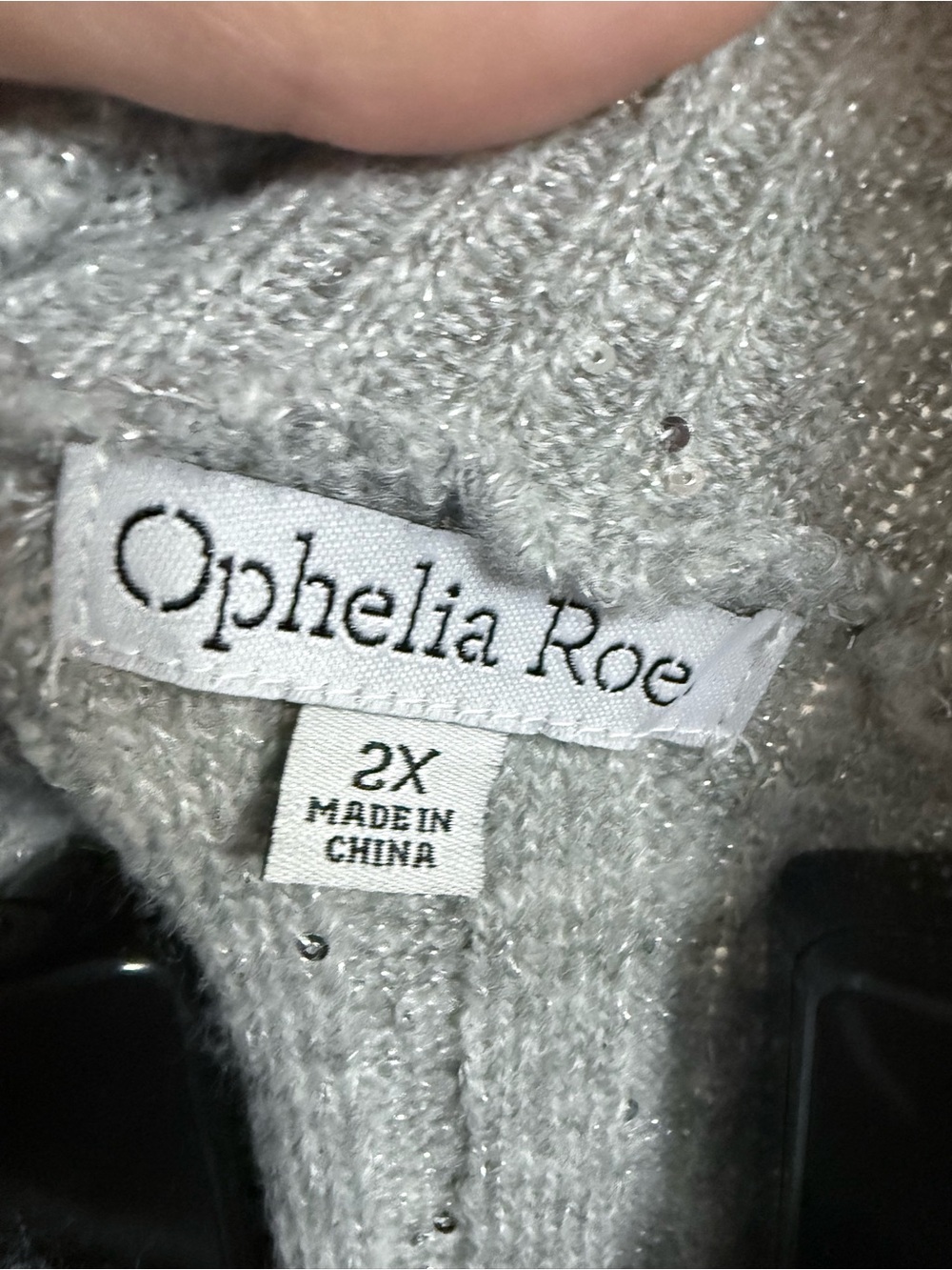 Ribbed Mock Neck Sweater Dress in Light Gray sequins cozy winter icy sparkle - Picture 3 of 12